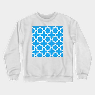 Blue and White Lattice Pattern Crewneck Sweatshirt